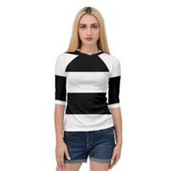 Black And White Striped Pattern Stripes Horizontal Quarter Sleeve Raglan Tee