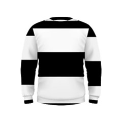 Black And White Striped Pattern Stripes Horizontal Kids  Sweatshirt by yoursparklingshop