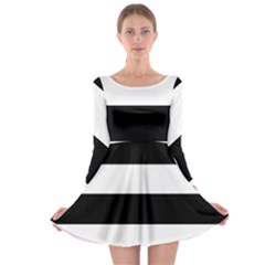 Black And White Striped Pattern Stripes Horizontal Long Sleeve Skater Dress