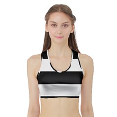 Black And White Striped Pattern Stripes Horizontal Sports Bra with Border