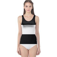 Black And White Striped Pattern Stripes Horizontal One Piece Swimsuit