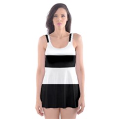 Black And White Striped Pattern Stripes Horizontal Skater Dress Swimsuit