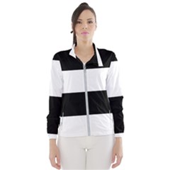 Black And White Striped Pattern Stripes Horizontal Wind Breaker (Women)