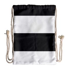 Black And White Striped Pattern Stripes Horizontal Drawstring Bag (Large)