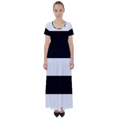 Black And White Striped Pattern Stripes Horizontal High Waist Short Sleeve Maxi Dress