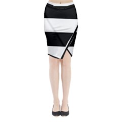 Black And White Striped Pattern Stripes Horizontal Midi Wrap Pencil Skirt