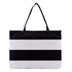 Black And White Striped Pattern Stripes Horizontal Medium Tote Bag