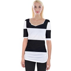 Black And White Striped Pattern Stripes Horizontal Wide Neckline Tee