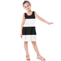 Black And White Striped Pattern Stripes Horizontal Kids  Sleeveless Dress