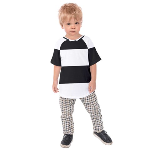 Black And White Striped Pattern Stripes Horizontal Kids Raglan Tee by yoursparklingshop