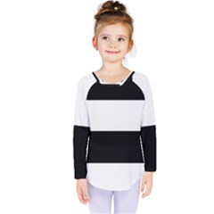 Black And White Striped Pattern Stripes Horizontal Kids  Long Sleeve Tee