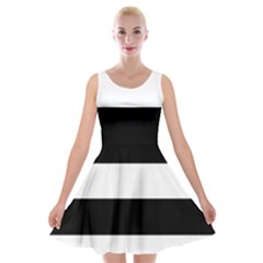 Black And White Striped Pattern Stripes Horizontal Velvet Skater Dress