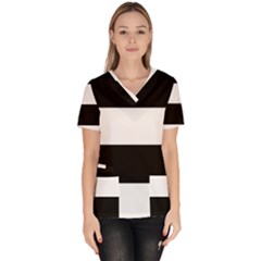 Black And White Striped Pattern Stripes Horizontal Scrub Top