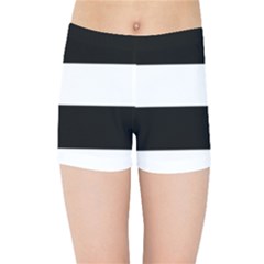 Black And White Striped Pattern Stripes Horizontal Kids Sports Shorts