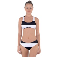 Black And White Striped Pattern Stripes Horizontal Criss Cross Bikini Set