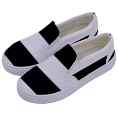 Black And White Striped Pattern Stripes Horizontal Kids  Canvas Slip Ons by yoursparklingshop