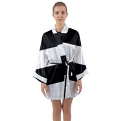 Black And White Striped Pattern Stripes Horizontal Long Sleeve Kimono Robe