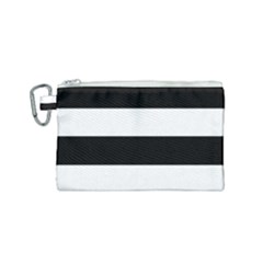 Black And White Striped Pattern Stripes Horizontal Canvas Cosmetic Bag (Small)