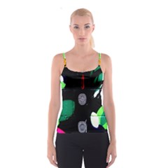 Graffiti On Green And Pink Designs Spaghetti Strap Top by flipstylezfashionsLLC