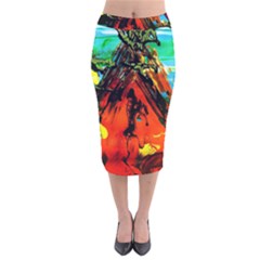 Camping 5 Velvet Midi Pencil Skirt by bestdesignintheworld