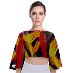 Fish And Bread1/2 Tie Back Butterfly Sleeve Chiffon Top