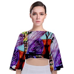 House Will Be Built 10 Tie Back Butterfly Sleeve Chiffon Top