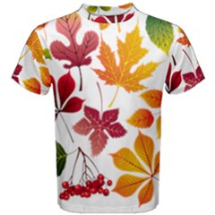 Beautiful Autumn Leaves Vector Men s Cotton Tee by Nexatart