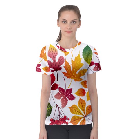 Beautiful Autumn Leaves Vector Women s Sport Mesh Tee by Nexatart