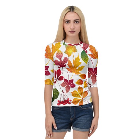 Beautiful Autumn Leaves Vector Quarter Sleeve Raglan Tee by Nexatart