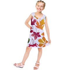 Beautiful Autumn Leaves Vector Kids  Tunic Dress by Nexatart