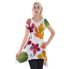 Beautiful Autumn Leaves Vector Short Sleeve Side Drop Tunic by Nexatart