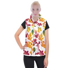 Beautiful Autumn Leaves Vector Women s Button Up Vest by Nexatart