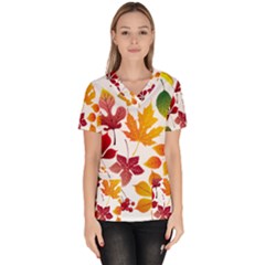 Beautiful Autumn Leaves Vector Scrub Top by Nexatart