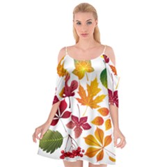 Beautiful Autumn Leaves Vector Cutout Spaghetti Strap Chiffon Dress by Nexatart