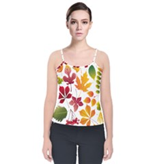 Beautiful Autumn Leaves Vector Velvet Spaghetti Strap Top