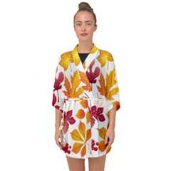 Beautiful Autumn Leaves Vector Half Sleeve Chiffon Kimono by Nexatart