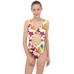 Beautiful Autumn Leaves Vector Center Cut Out Swimsuit