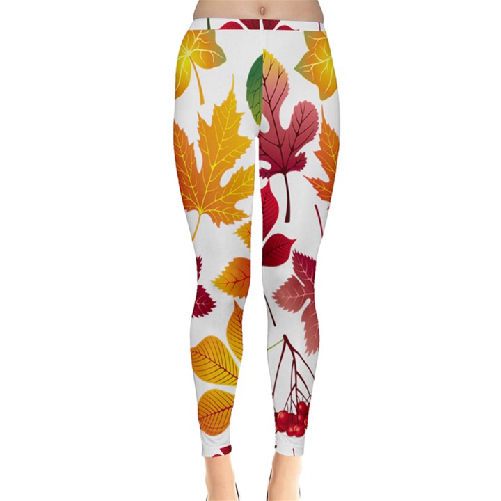 Beautiful Autumn Leaves Vector Inside Out Leggings