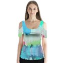 Abstract Background Butterfly Sleeve Cutout Tee  View1