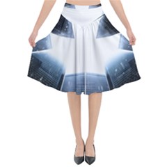 Portrait Panther Flared Midi Skirt by Modern2018