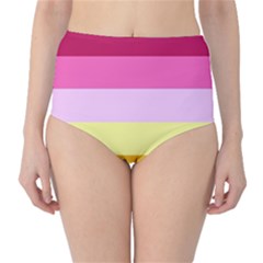 Red Orange Yellow Pink Sunny Color Combo Striped Pattern Stripes Classic High-waist Bikini Bottoms by yoursparklingshop