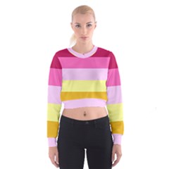 Red Orange Yellow Pink Sunny Color Combo Striped Pattern Stripes Cropped Sweatshirt