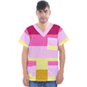 Red Orange Yellow Pink Sunny Color Combo Striped Pattern Stripes Men s V-Neck Scrub Top View1