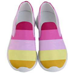 Red Orange Yellow Pink Sunny Color Combo Striped Pattern Stripes Men s Lightweight Slip Ons by yoursparklingshop