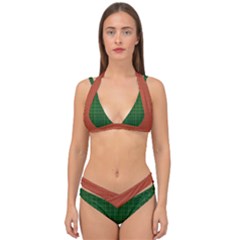 Irish Tartan Style Plaid Double Strap Halter Bikini Set by cglightNingART