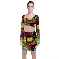 St Barbara Resort Long Sleeve Crop Top & Bodycon Skirt Set by bestdesignintheworld