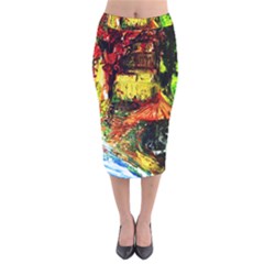 St Barbara Resort Velvet Midi Pencil Skirt by bestdesignintheworld