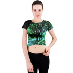 Hot Day In Dallas 5 Crew Neck Crop Top by bestdesignintheworld