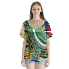 Matters Most 3 V-Neck Flutter Sleeve Top