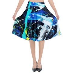 My Brain Reflecrion 1/1 Flared Midi Skirt by bestdesignintheworld